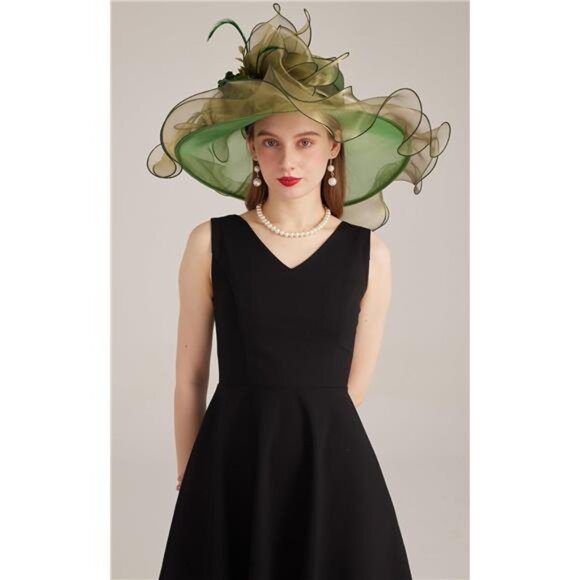 Women's Kentucky Derby Church Dress Hat 02-green - Picture 5 of 7